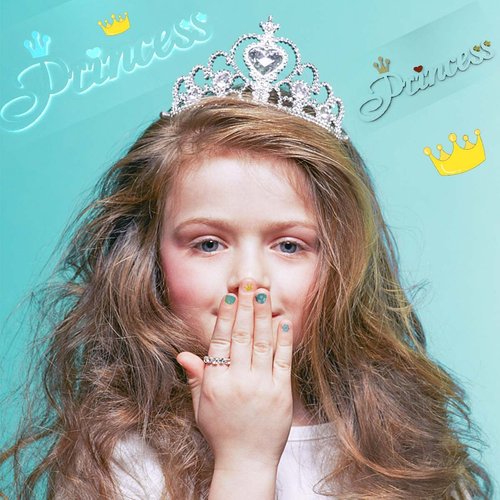 VIWIEU Small Kids Nail Stickers Princess Nails Decals for Little Girls 12 Sheets, 600+ Cute Toddler Tiny Fingernail Wraps Birthday Party Favors, Easter Basket Filler, Christmas Holiday Gift