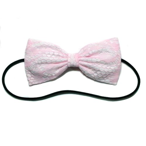 EmilyRose Couture Pastel Pink Lace Hair Bow- Baby Pink, Lolita, Light Pink- For Girls, for Teens, for Women (Headband)
