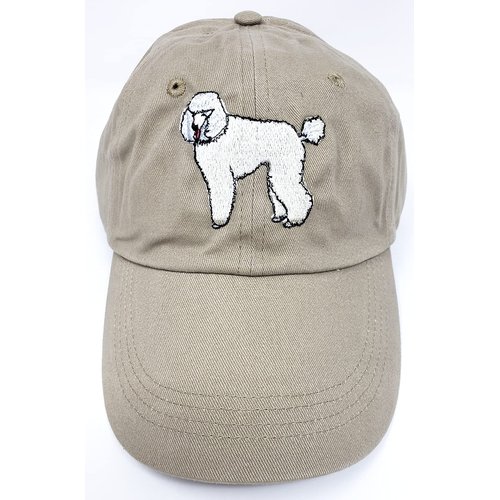 White Poodle Baseball Cap Hat Custom Embroidered Cotton Unisex Adjustable Size