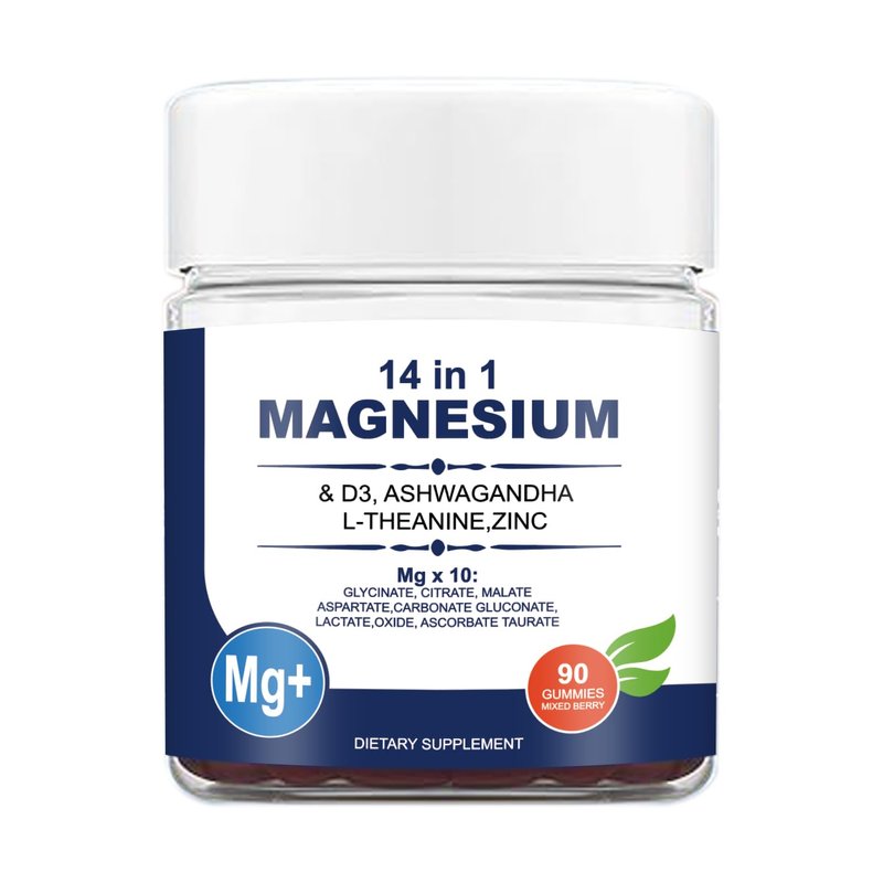 Deep Calmly Magnesium Complex Gummies, 14-in-1 Supplement with Ashwagandha, L-Theanine, D3, Zinc,...