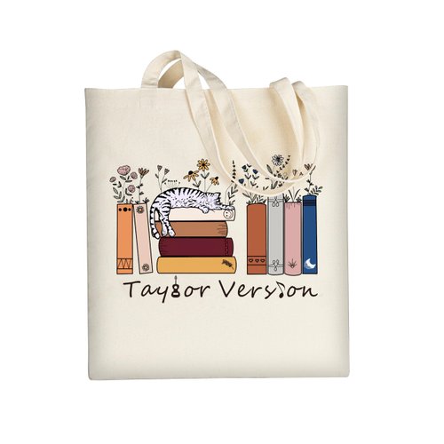 AUSVKAI Cute Canvas Tote Bag Aesthetic For Women Book School Book Grocery Bag Cotton Cloth Beach Totes Gift For Kids Girl-Cat