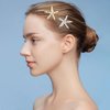 8 Pcs Starfish Hair Clips Rhinestone Pearl Hair Barrettes Crystal Hair Pins Wedding Hair Pieces Sea Star Beach Mermaid Hair Accessories for Women Girls