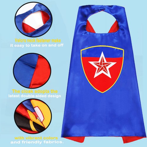 NuGeriAZ Superhero Cape for Kids-Halloween Cape and Mask Cosplay Costumes Set for Kids (Double Sided Cape) (2Pcs Red)