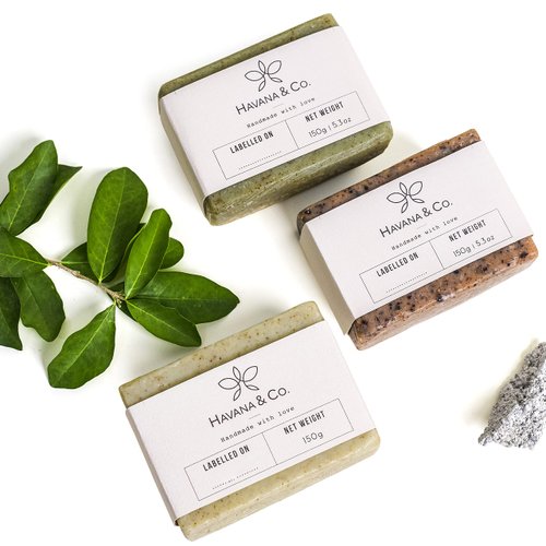 Havana & Co. Natural Soap Bar Women & Mens Bar Soap, Pack 3, Handmade Soap, Vegan Bath Wash, Popular Scents (Cinnamon, Green Tea, Robusta Coffee) Almond Oil