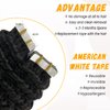 Kinky Curly Tape in Human Hair Extensions Natural Black Invisible Seamless Glue in Remy Hair Extensions Tape ins 20pcs 50g 3C Curly Hair Extensions Skin Weft Double Sided 18 inch for Black Women