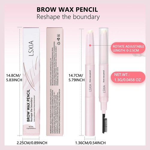LSxia Double-headed Eye Brow Wax Pen, 2 in 1 Clear Eye-brow Gel Pencil with Eye-brow Comb, Waterproof Brow Gel/Eye-brow Styling Soap/Eye-brow Wax Pencil for Reshape the Boundary 3D Eyebrows Makeup