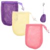 3 Pack Bar Soap Scrubber Pouch, Exfoliating Soap Saver Pouch with Drawstring Closure, 3 Colors Bar Soap Scrubber, Soap Saver Pouch for Washing Body, Hangable Bar Soap Pouch for Bath Shower