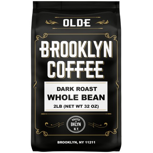 BROOKLYN COFFEE Whole Bean, Classic Dark Roast (2lb) Bold, Smooth Taste, Intense Aroma - Fresh Bulk Coffee Beans Roasted Weekly in NYC