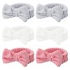 Casoty 6 Pcs Make Up Headbands, Bow Hair Band, Soft Coral Fleece Facial Headband, Spa Headband for Washing Face, Towel Headband for Face Washing Shower Skin Care Yoga