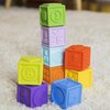 Bright Starts KaledioCubes 9pk Stack & Squeeze Blocks Baby Bath Toys - Play & Learn with Colors, Numbers & Shapes, Ages 3 Months+, Multicolor