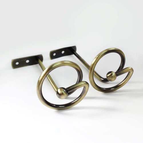 Curtain Holdbacks Pair, Metal Curtain Pole Tie Backs, Cutain Pole Tiebacks Hooks Bronze Metal, Curtain Rails and Fittings for Home Decor