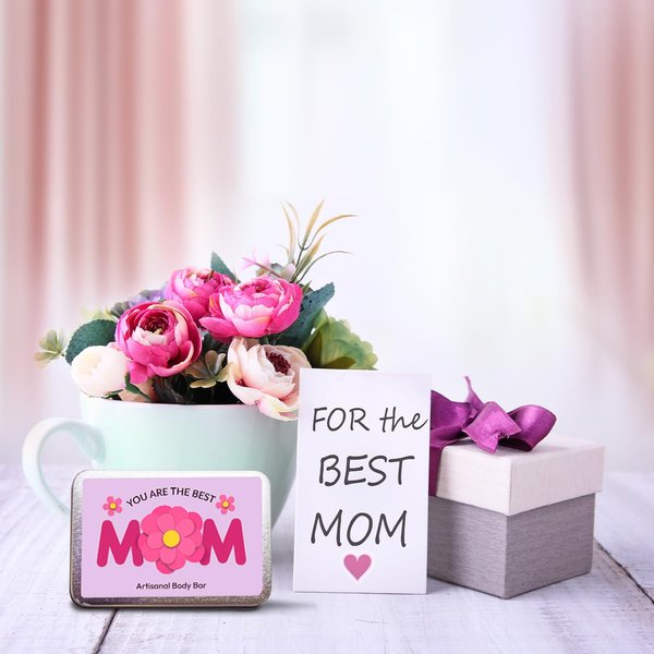 Gears Out Thoughtful Best Mom Soap Bar and Tin Set Unique Mother Gift Pink Soap for Women Hands Body Stocking Stuffers for Mothers Encouragement
