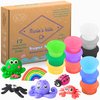 Modeling Clay for Kids - 12 Super Soft & 100% Natural Kids Modeling Clay Doughs Made from Wheat Flour - 100g Per Can of Reusable & Vibrant Kids Clay Modeling Kit for Ages 3+ by Marie’s Kids