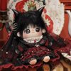 niannyyhouse 20cm Plush Doll Clothes Pearl Veil Dress Headdress Collar Dark Rose Outfit 8in Dolls Dress Up Accessories (Red)