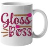 Gloss Boss, Lip Gloss Quote - Beauty Themed Merch for Makeup Artist or Cosmetologist, Gift for Makeup Lovers & Beauticians, White Mug 11oz