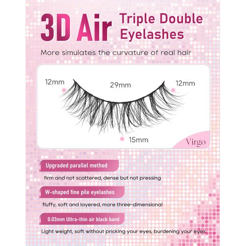 Lash natural wispy eyelashes, Frihappy false eyelashes, Wispy Strips, Faux Mink Lashes, black band lashes, pestañas postizas naturales, 7 pairs, Frihappy 2024 lashes #Virgo