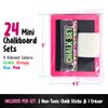Neon Chalkboard Set for Kids - (Pack of 24) Mini Chalk Boards Each with 2 Chalk Sticks, and 1 Eraser for Boys and Girls Birthday Party Favors for Kids Goodie Bags
