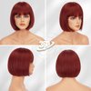 BARSDAR Short Bob Wig With Bangs - 12 Inch Copper Red Wigs for Women Short Bob Wig With Bangs - Natural Looking Soft Heat Resistant Synthetic Hair Replacement Wig Daily Party Halloween - Copper Red