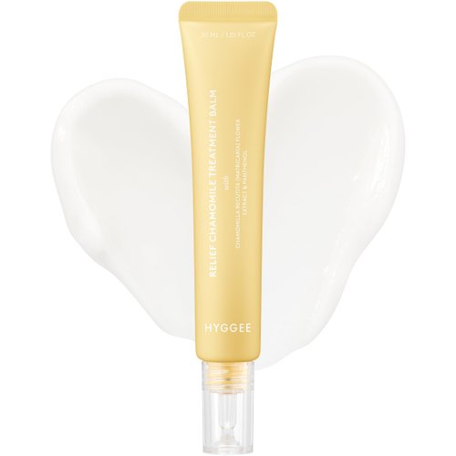 HYGGEE Relief Chamomile Treatment Balm - Intensive Hydrating and Spot Soothing Face Moisturizer - Chamomile Extract and Shea Butter - Hypoallergenic Vegan Face Cream, 1.01oz.