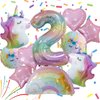 Unicorn Balloons Unicorn Birthday Party Decorations for Girls with Heart Star Rainbow Balloons Wedding Baby Shower Unicorn Party Supplies (Number 2)