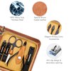 FAMILIFE Manicure Set, Professional Manicure Kit Nail Clipper Set Stainless Steel Pedicure Tools Kit Portable Grooming Kit with Leather Travel Case for Women Girl Men (Brown)