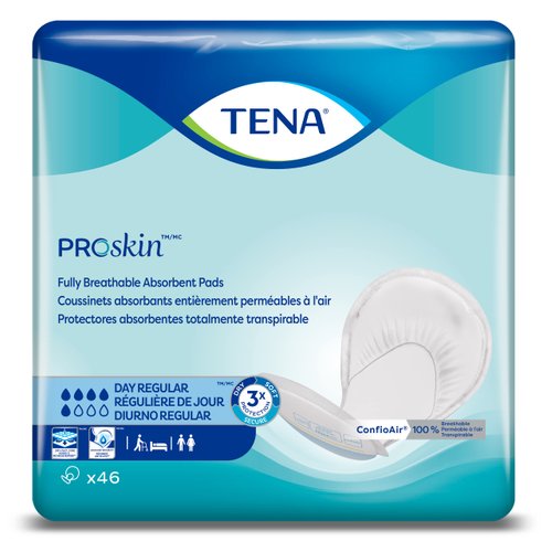 TENA ProSkin™ Day Regular Absorbent Pads Moderate Absorbency, Unisex, (2 Packs - 92 Total)