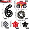 Truck Party Decorations, 9pcs Truck Birthday Number Foil Balloon for Truck 6th Birthday Race Car Theme Party Supplies (6th)