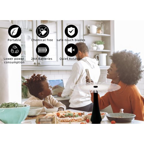 PATIOSIR Fly Swatter for Outside or Inside Meal, Picnic Fan for Table Use, Fly Fans for Tables, Barbeque, Events, Battery Operated Food Spinning Fan