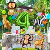 8pcs Jungle Animal Balloons, Safari Animal Balloon Safari Animal Monkey Elephant Zebra Leopard Crocodile Giraffe Lion Balloons Birthday Number Balloons Zoo Party Decoration Supplies (Number 4)