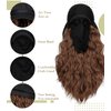 Qlenkay Newsboy Cap with Bob Hair Extensions Black Hat Wig 8 Panel Visor Beret Attached Synthetic 14'' Short Curly Wavy Hairpiece for Woman Light Chestnut Brown