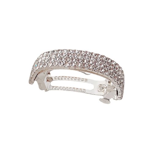 AKOAK 1 Pack Delicate Diamond Set Pony Tail Buckle Diamond Temperament Spring Clamp Arch Gold Girl's Turnaround Alloy Hair Tiara (Silver)