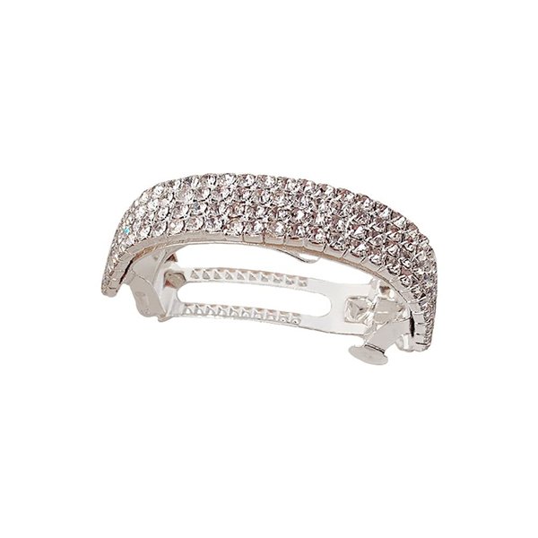 AKOAK 1 Pack Delicate Diamond Set Pony Tail Buckle Diamond Temperament Spring Clamp Arch Gold Girl's Turnaround Alloy Hair Tiara (Silver)