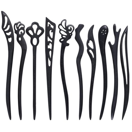 Miayon 10 Pieces Wooden Hair Sticks Chinese Chignon Japanese Hair Chopsticks Wooden Hair Pins for Long Hair Hair Sticks for Buns for Women Girls Handmade Hair Accessories