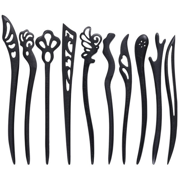 Miayon 10 Pieces Wooden Hair Sticks Chinese Chignon Japanese Hair Chopsticks Wooden Hair Pins for Long Hair Hair Sticks for Buns for Women Girls Handmade Hair Accessories