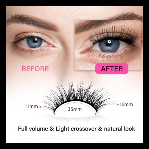 AJEAJE False Eyelashes,10 Pairs Black 3D Faux Mink Soft Natural Eyelashes,Lightweight Handmade Wispy Fluffy Cat Eye Lashes Fiber Length 11-16mm,34-35mm Lash Band Length,Suitable for All Eye Shapes