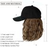 Qlenkay Baseball Cap with Hair Extensions 14inch Wavy Curly Bob Hairstyle Adjustable Wig Hat Attached Synthetic Hairpiece for Woman Light Brown Mix Ash Blonde