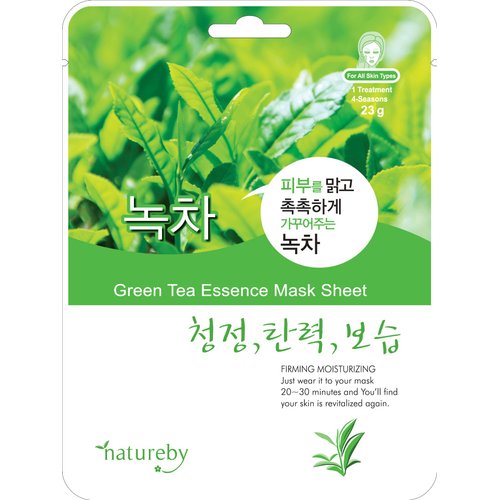 TNB Natureby Collagen Essence Korean Face Mask(10 sheets), Moisturizing Mask Sheet Pack, Korean Skin Care For All Skin Types. (Green tea)