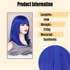 OTO BELLA 14 Inch Short Bob Wigs with Bangs, Straight Bob Wigs for Women Natural Looking, Synthetic Short Bob Wigs Heat Resistant Fiber Wigs for Daily Party Cosplay (Blue)