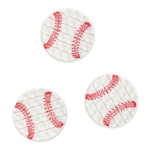 3 Pack Sports Pop Fidget Bubbles Push Toy Boys Stocking Stuffer Children Silicone Squeeze Toy Kids Birthday Party Favor Holiday X-Mas Toy (Baseball 3-Pack)