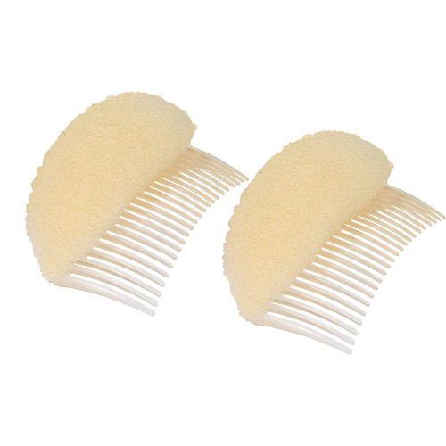 2PCS Women Lady Soft Sponge Foam Hair Base Inserts Bump Up Hair Pads Stick Bun Maker Hair Styling Clip Hair Comb Braid Tool Hair Styling Accessories Beige