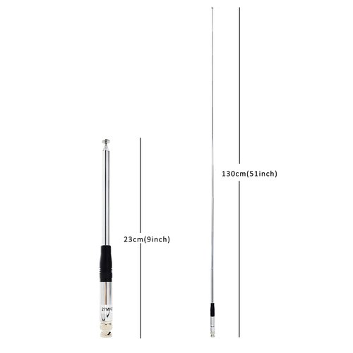 HYS 27Mhz Antenna 9-Inch to 51-inch Telescopic/Rod HT Antennas for CB Handheld/Portable Radio with BNC Connector Compatible with Cobra Midland Uniden Anytone CB Radio