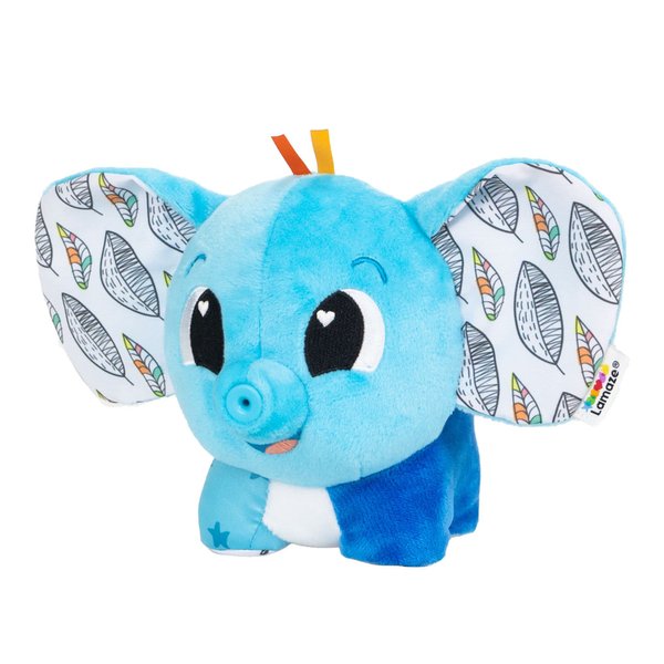 Lamaze Puffaboo Elephant Baby Toy - Soft Squeaky Elephant Toy with Crinkly Ears - Interactive Baby Toys for Sensory Play - Baby Sensory Toys Ages 3 Months and Up