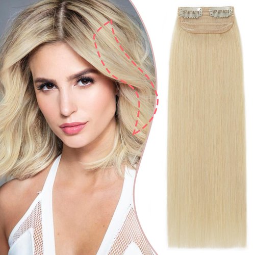 Rich Choices Clip in Human Hair Extensions for Short Hair 4 Inch Bleach Blonde Invisible Mini Clip in Short Hair Pieces Clip in Mini Real Human Hairpiece For Thinning Hair For Men Women