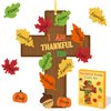 Haooryx 28 Pack Fall Christian Cross Craft Kit Make Your Own Religious Thanksgiving Thankful Cross Hanging Ornament DIY Thankful Craft Religious Classroom Sunday School Church Give Thanks Party Decor