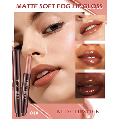 Jelly Lipstick Lip Stain, Tinted Lip Balm Nude Click Lip Gloss Pen, Lightweight Melting Solid Lip Gloss, Waterproof Long Lasting Moisturizing Lip Tint,High-Shine Vivid Color Glossy Lip Glaze Makeup-01