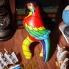 Wettarn 4 Pieces Inflatable Pirate Parrot Shoulder Prop 11 Inches Tall Pet Scarlet Macaw, Pirate Party Decorations for Tropical Party Gift Decoration Pirate Costume Accessory
