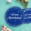 Tevxj Birthday Party Tableware Set, 96PCS Navy Blue and Silver, Disposable Plates, Napkins, Forks for 24 Guests, Place Setting for Men and Boys