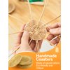 6pcs Handmade Rattan Coasters with Holder, Natural Wicker Boho Coasters Set, Heat-resistant Drink Coasters for Coffee Table Housewarming Gifts Hot Drinking Home Decor Protecting Table