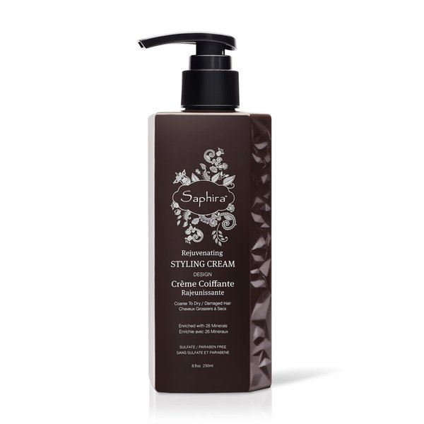 Saphira Rejuvenating Styling Cream, Frizz Control Hair Smoothing Cream and Styling Formula with 26 Dead Sea Minerals, Finishing Cream for Medium to Firm Hold, Sulfate-Free, Paraben-Free, 8.5 Ounce