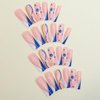 Square Press on Nails Long Fake Nails Blue White French tip Stick on Nails Evil Eye False Nails Gold Glitter Swirl Acrylic Nails 24Pcs Coffin Shiny Artificial Nails for Women Girls Manicure